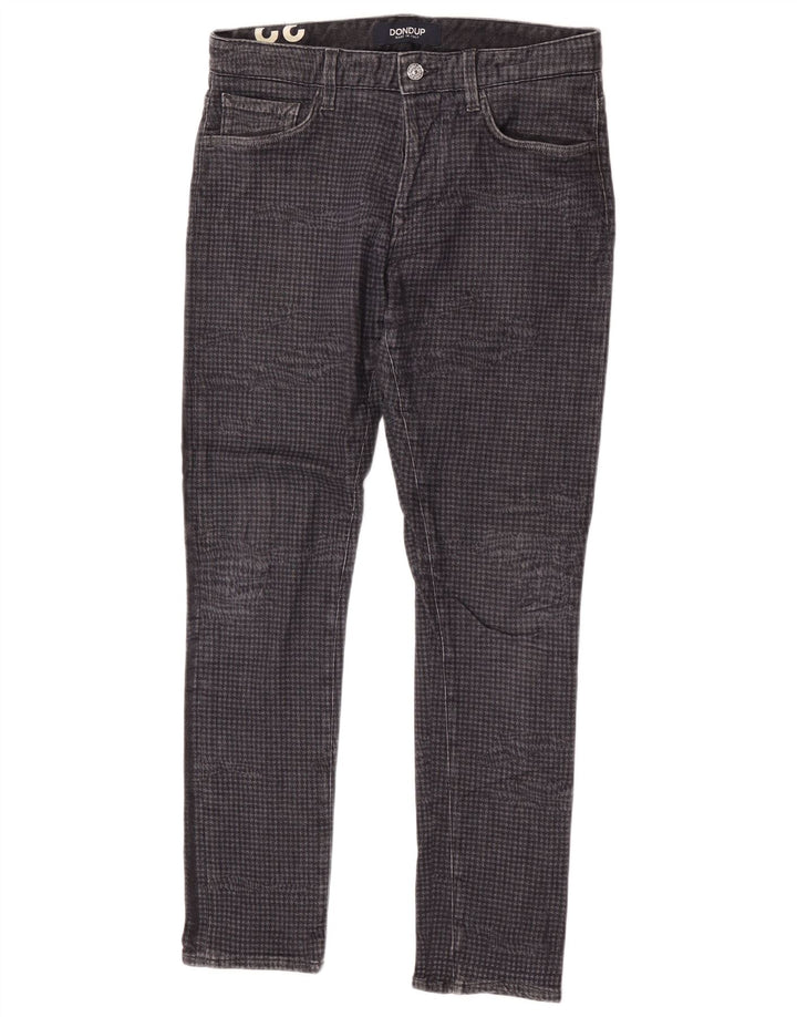 Dondup Jeans Slim Uomo W32 L30 Cotone Pied De Poule Grigio