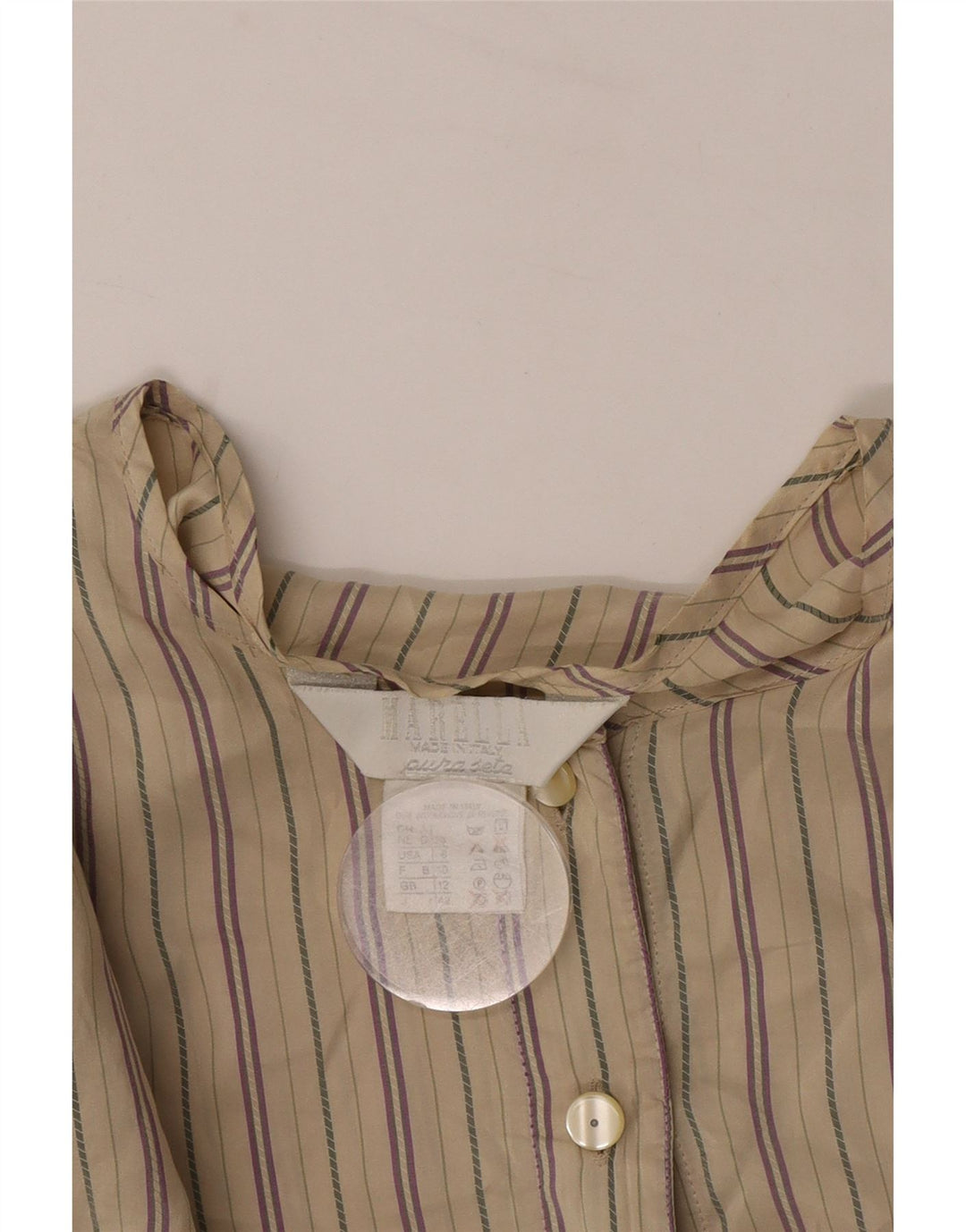 Camicetta pullover da donna Marella UK 12 Seta a righe beige medio