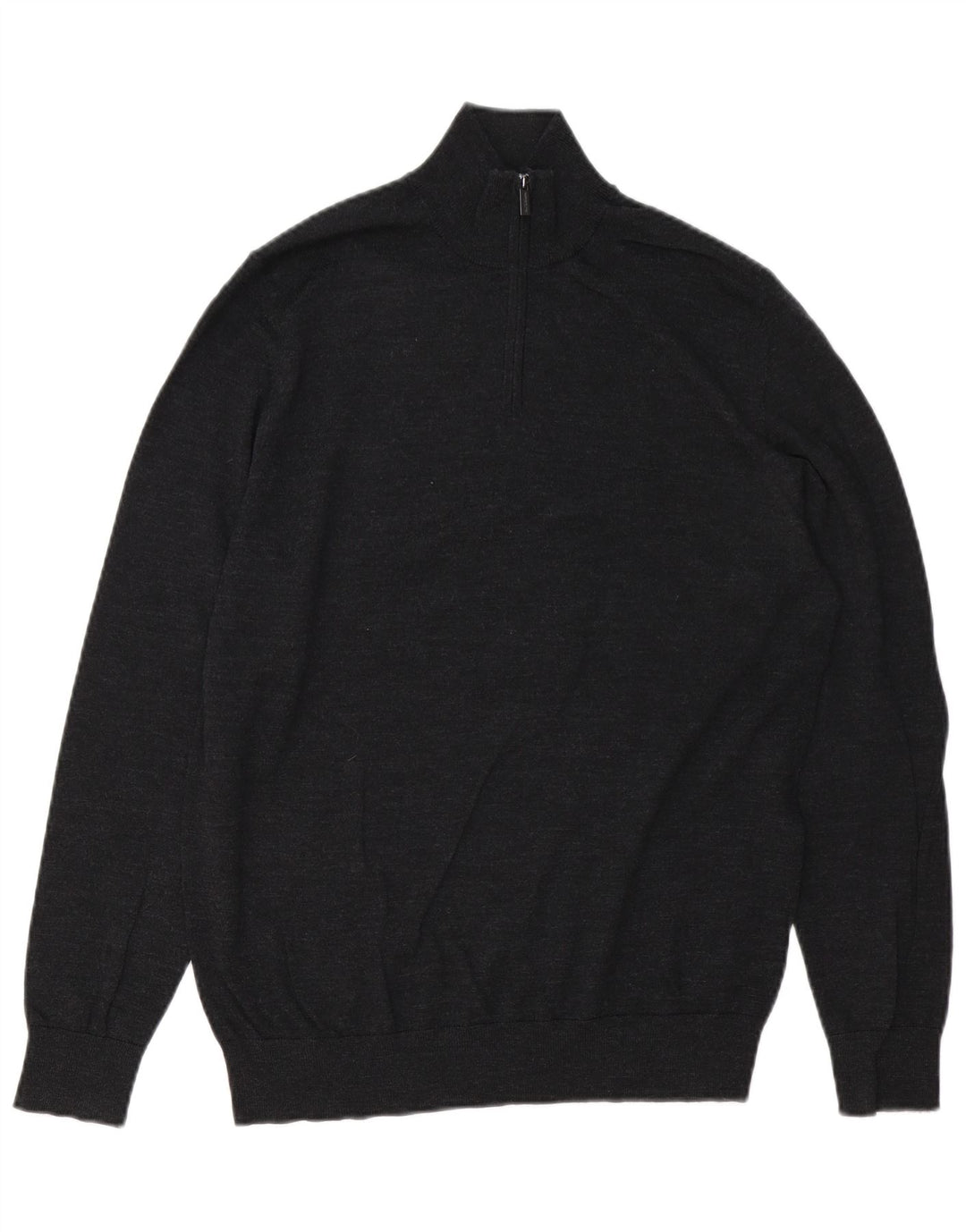 Maglione da uomo con collo con zip autografato Marks & Spencer grigio medio