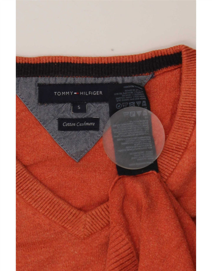 Maglione maglione con scollo a V da uomo Tommy Hilfiger piccolo cotone arancione