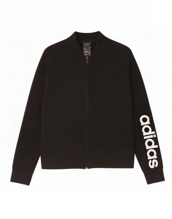 Giacca da ginnastica grafica da donna Adidas UK 14 cotone medio nero