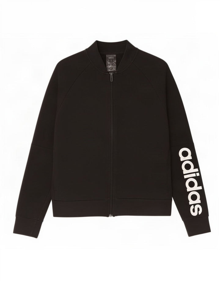 Giacca da ginnastica grafica da donna Adidas UK 14 cotone medio nero
