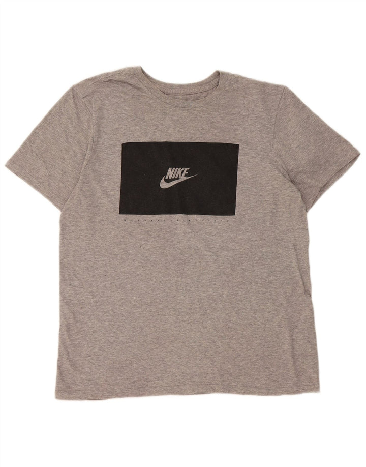 T-shirt grafica Nike da uomo con taglio atletico, top in cotone chiazzato grigio medio