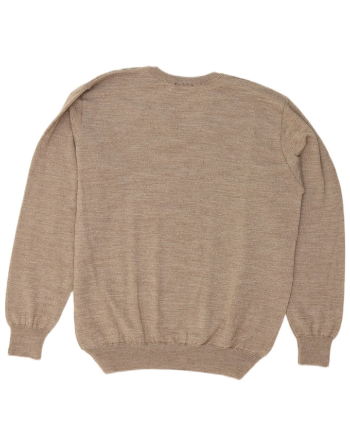 Maglione da uomo con scollo a V Les Corps Lana a righe beige medio