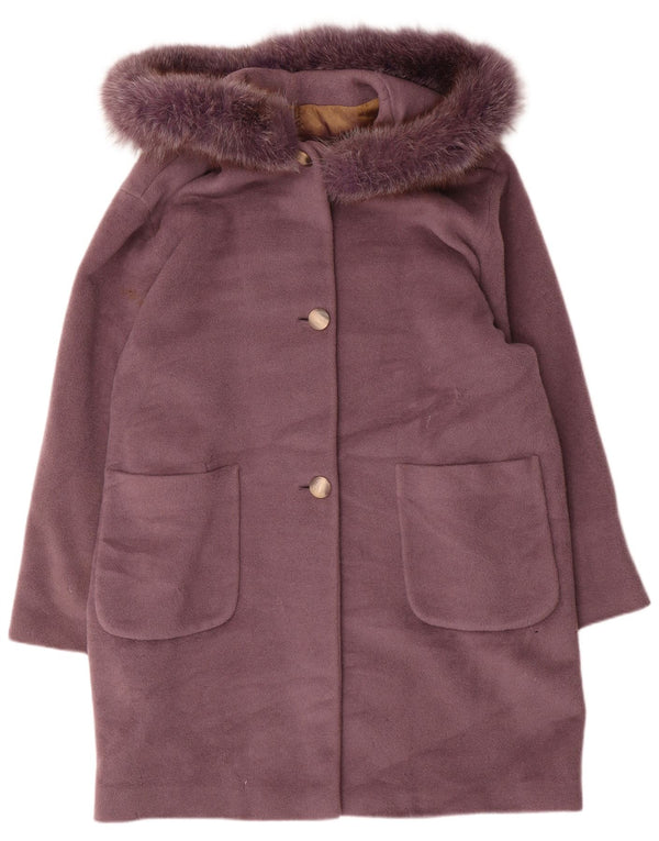 Armorica Womens Hooded Oversized Overcoat IT 46 Large Purple Wool
