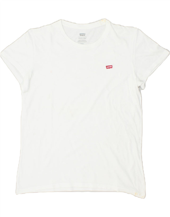 LEVI'S Womens Perfect Crew T-Shirt Top UK 10 Small White | Vintage Levi's | Thrift | Second-Hand Levi's | Used Clothing | Messina Hembry 