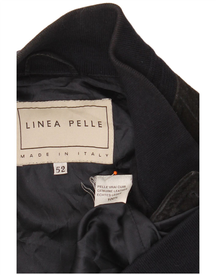 Giubbotto bomber da uomo in pelle scamosciata VINTAGE IT 52 XL in pelle blu navy