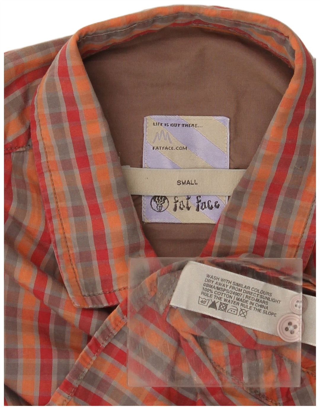 Camicia da uomo Fat Face Small in cotone a quadri multicolore