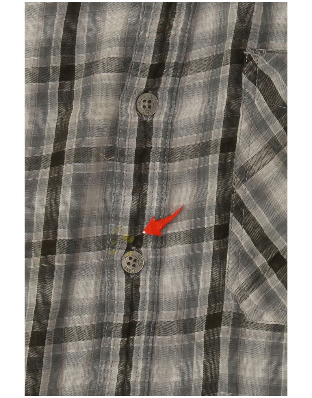 Camicia militare da uomo Calvin Klein Jeans XL in cotone a quadri grigi