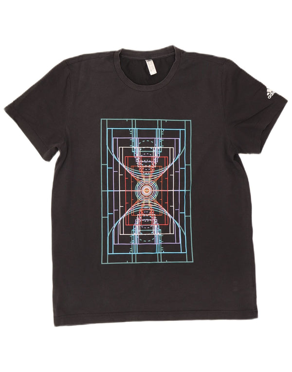 T-shirt grafica Adidas Climalite da uomo in cotone medio nero