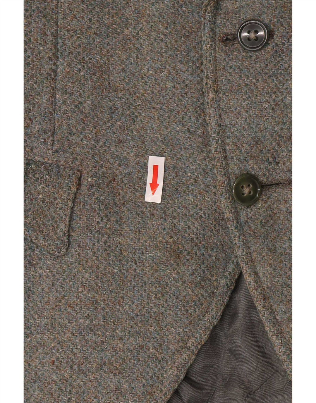 Giacca blazer militare a 2 bottoni da donna Harris Tweed UK 8 piccola in lana kaki