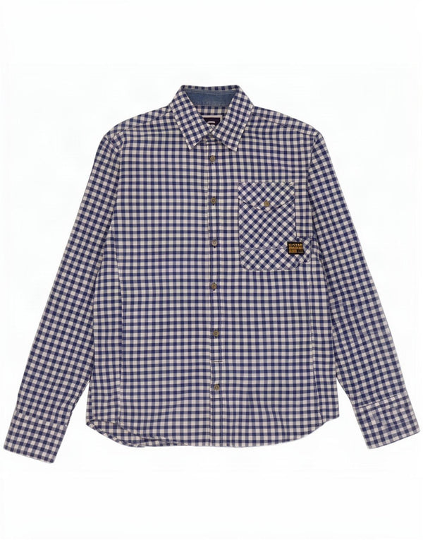 G-Star Mens Shirt Medium Blue Gingham Cotton