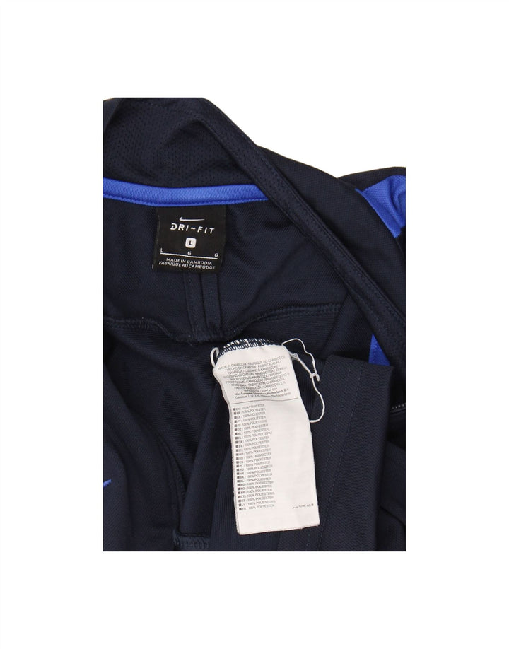 NIKE Mens Dri Fit Tracksuit Top Jacket Large Navy Blue Colourblock