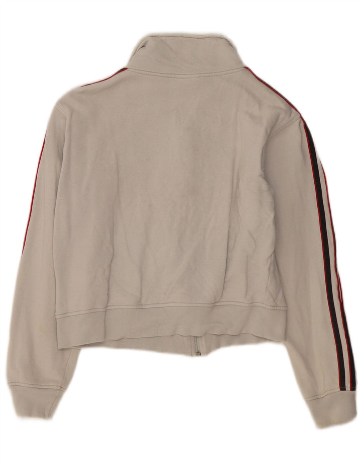 Giacca da ginnastica corta da donna ADIDAS UK 14 grande bianco sporco