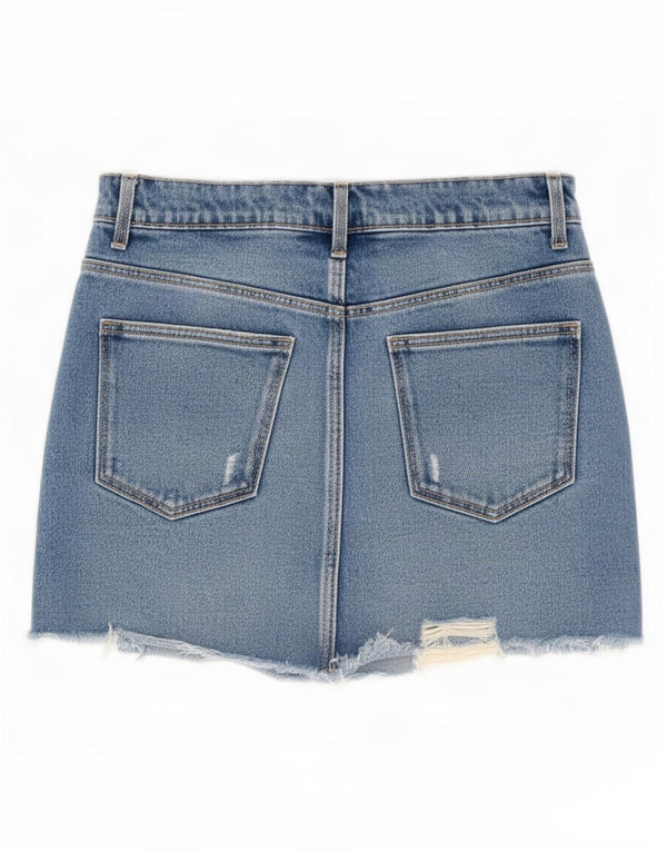 Mini gonna in denim invecchiato da donna Zara XS W24 cotone blu