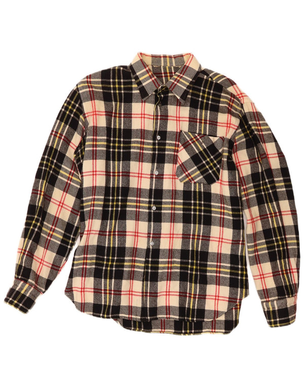 Camicia vintage da uomo in flanella scozzese medio multicolore