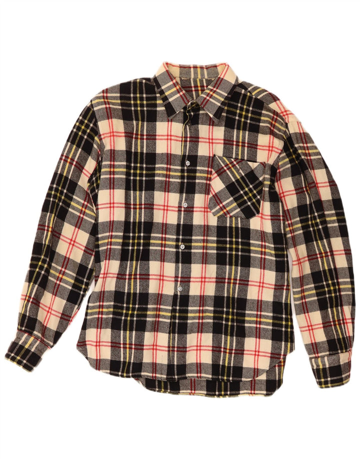 Camicia vintage da uomo in flanella scozzese medio multicolore