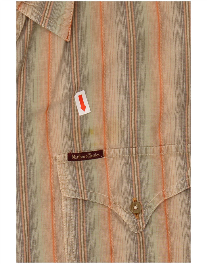 MARLBORO CLASSICS Camicia a maniche corte da uomo 2XL Cotone a righe multicolore