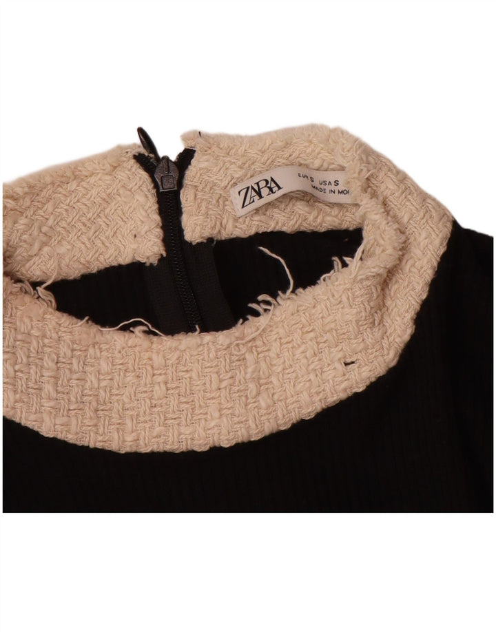 Camicetta da donna Zara Top UK 10 Small Nero Poliestere color block