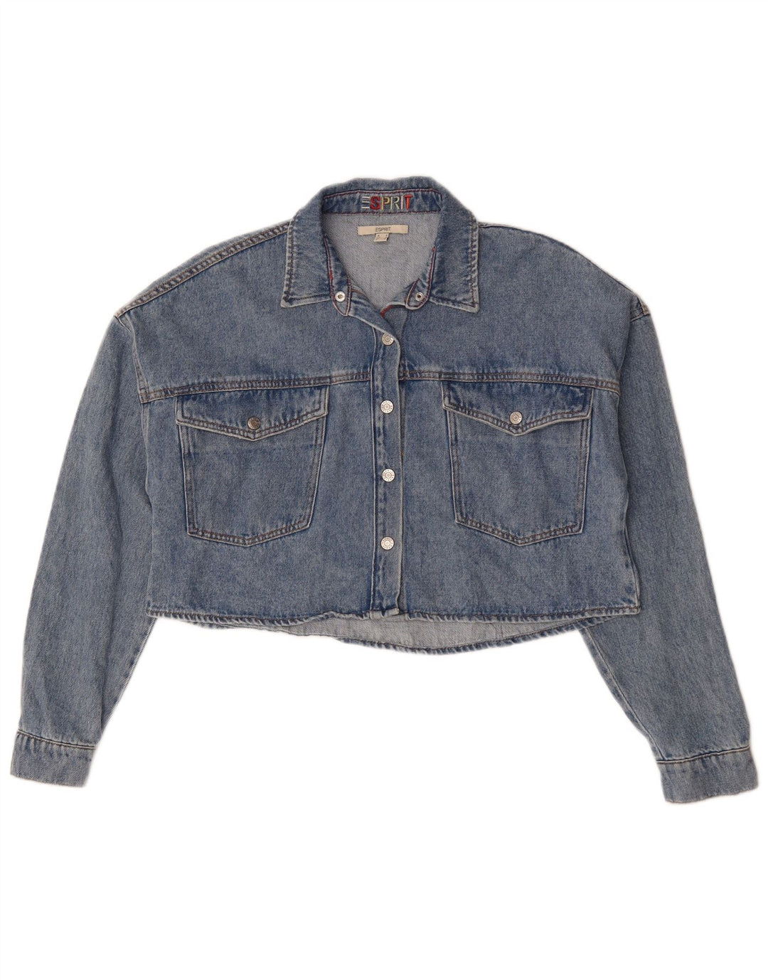 Giacca in denim oversize corta da donna Esprit UK 10 piccola in cotone blu