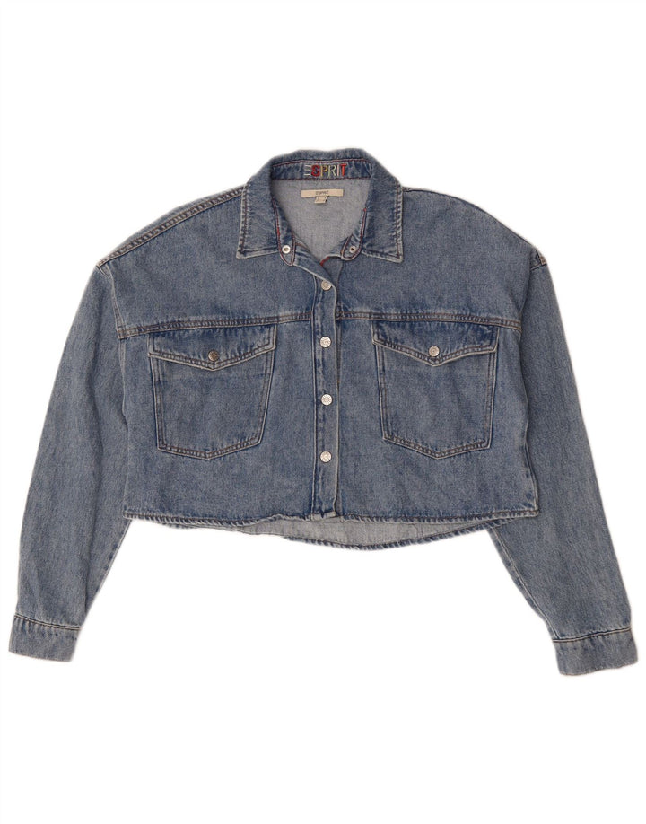 Giacca in denim oversize corta da donna Esprit UK 10 piccola in cotone blu