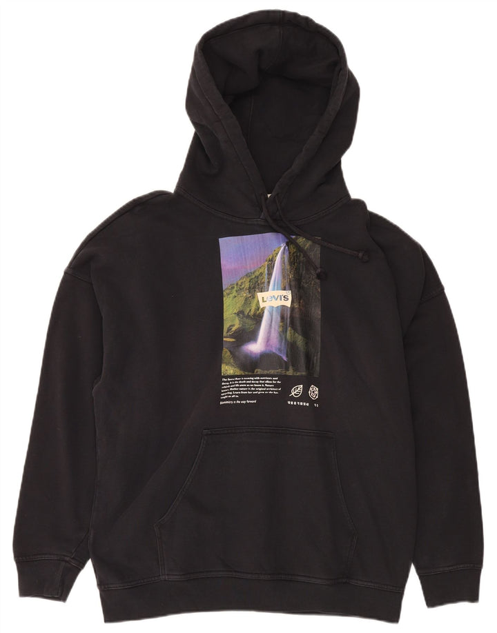 LEVI'S Felpa con cappuccio grafica da uomo vestibilità ampia, piccola, in cotone nero