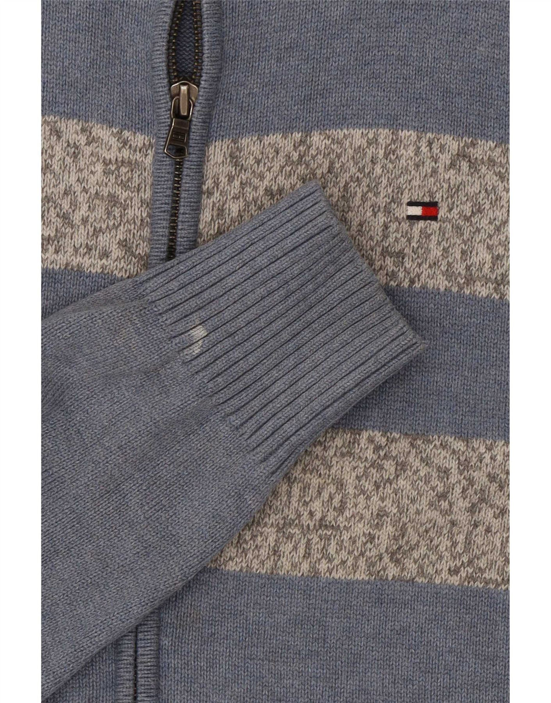 Maglione cardigan da uomo Tommy Hilfiger in cotone color block blu medio