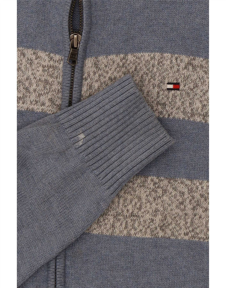 Maglione cardigan da uomo Tommy Hilfiger in cotone color block blu medio