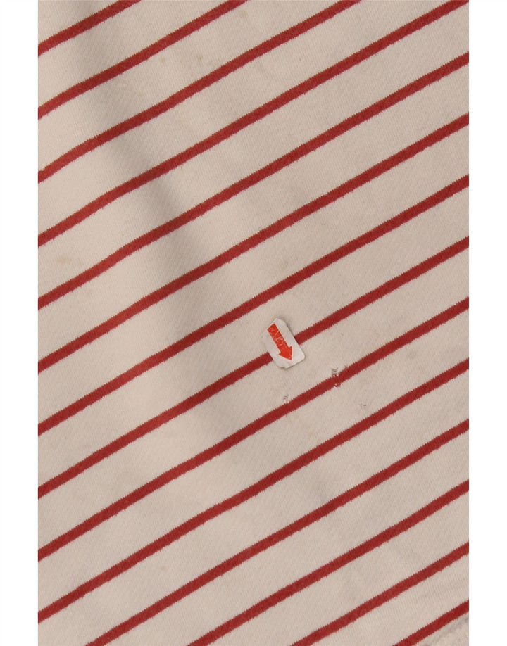 FAT FACE Top da donna a maniche lunghe UK 8 piccolo cotone a righe bianco sporco