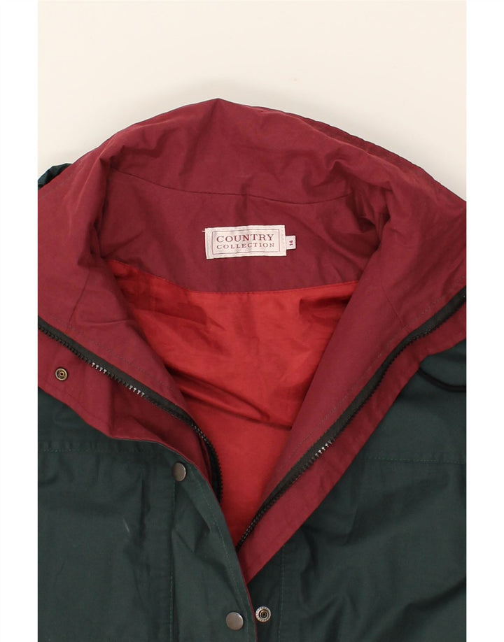 VINTAGE Womens Hooded Windbreaker Jacket UK 14 Large Green Polyester Vintage Vintage and Second-Hand Vintage from Messina Hembry 