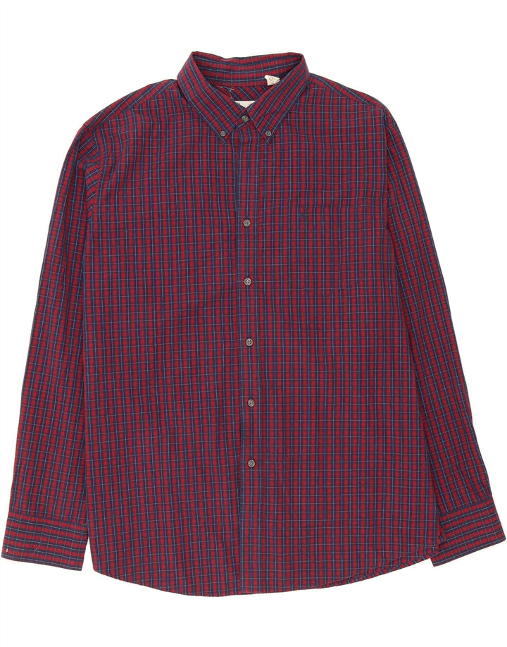 DOCKERS Mens Shirt XL Burgundy Check Cotton Vintage Dockers and Second-Hand Dockers from Messina Hembry 