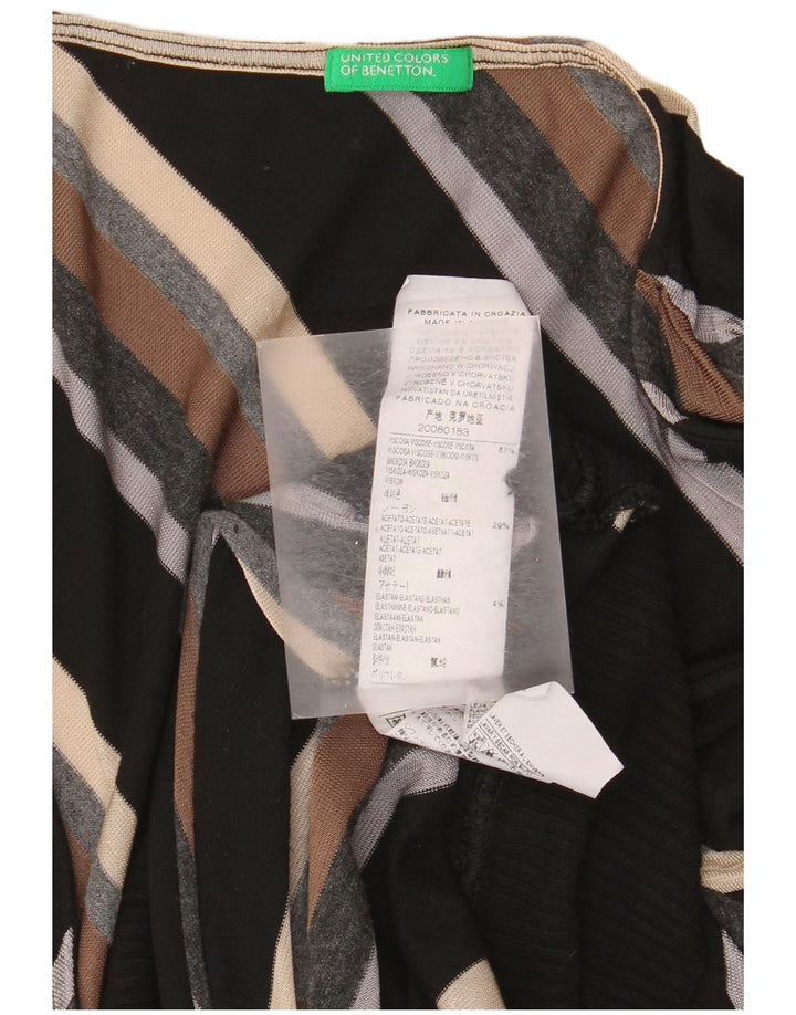 Maglione da donna con scollo a V Benetton UK 14 a righe grandi multicolori
