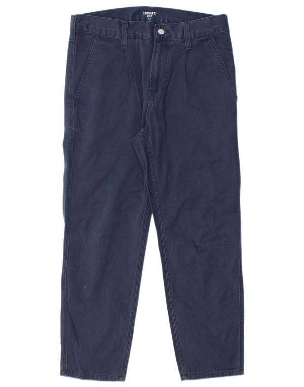 Pantaloni chino dritti da uomo Carhartt W28 L25 cotone blu navy