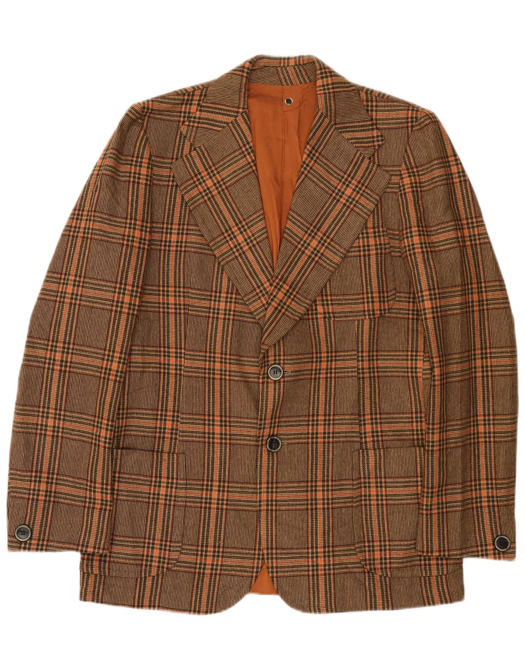 Giacca blazer vintage da uomo a 2 bottoni UK 36 piccolo quadretto marrone