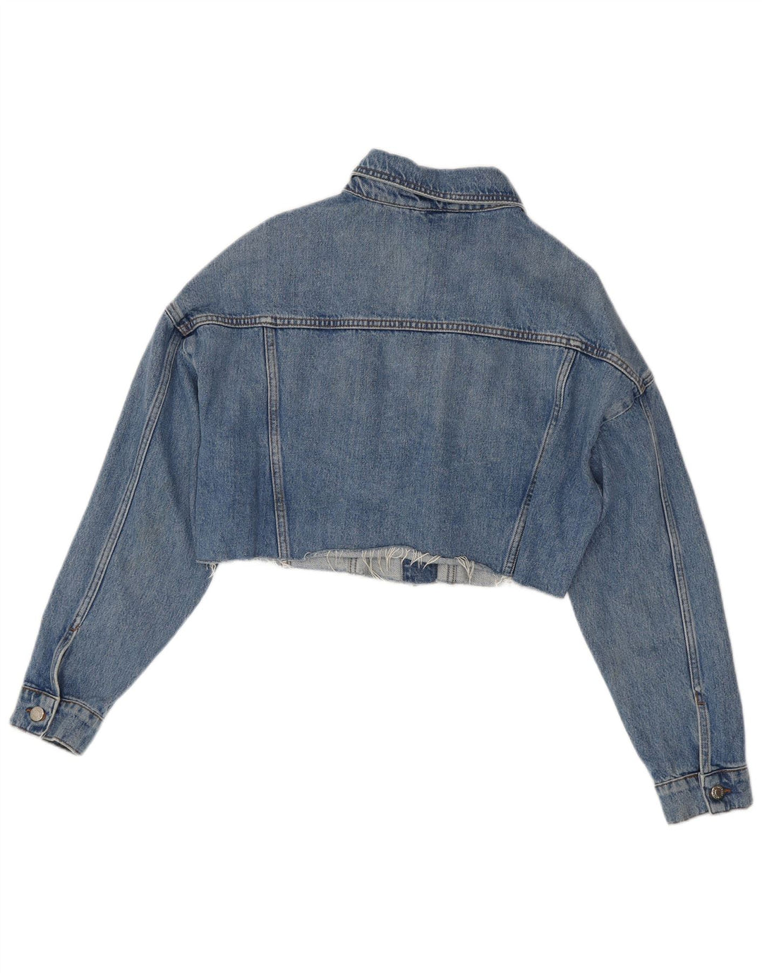 Giacca di jeans oversize corta da donna Topshop UK 10 piccola cotone blu