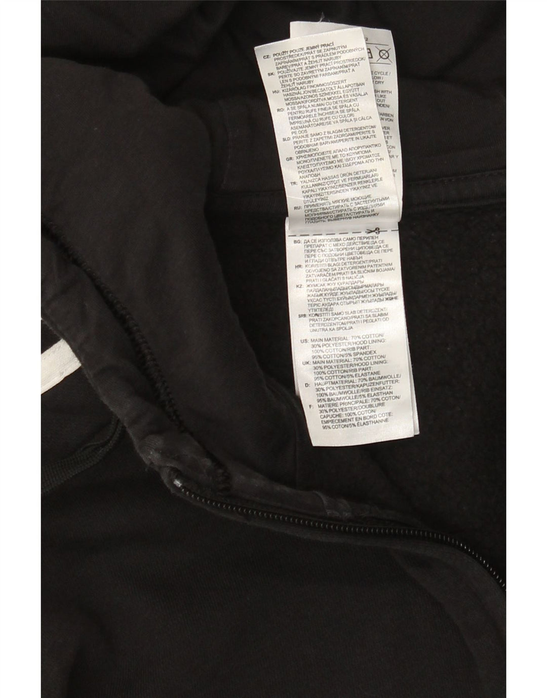 Maglione con cappuccio e zip Adidas da uomo in cotone nero medio