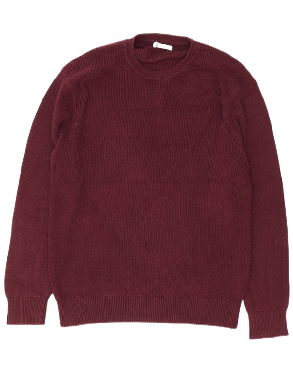 Maglione maglione girocollo da uomo Zara in cotone bordeaux medio