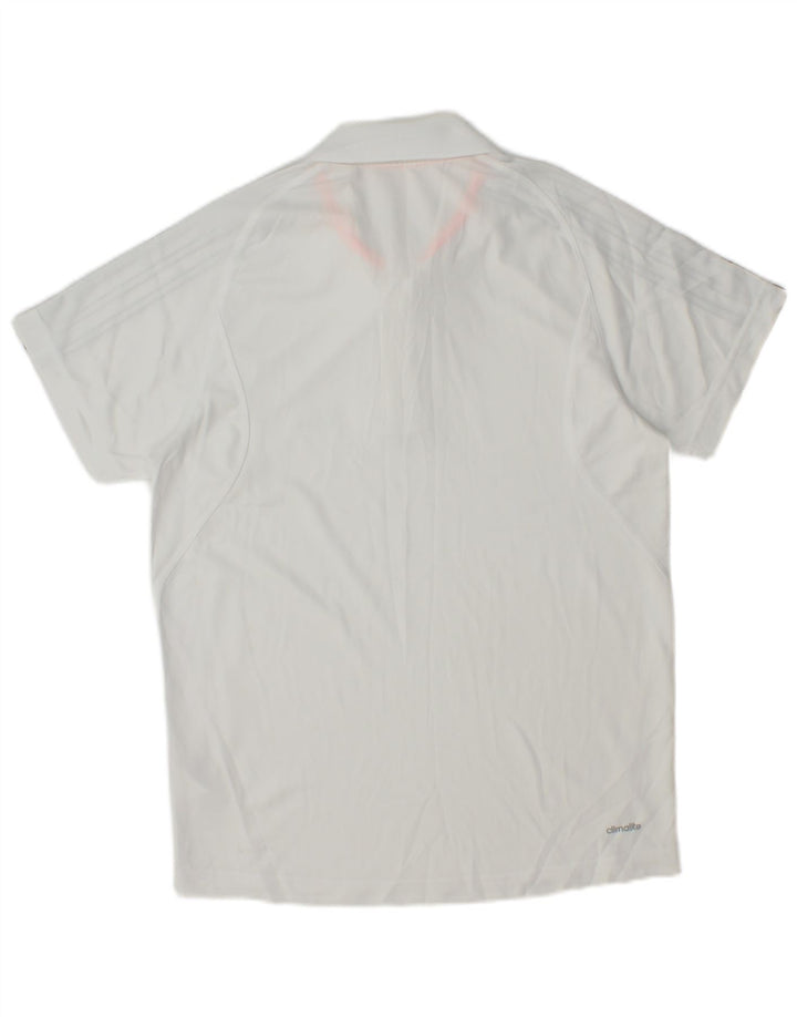 Polo Adidas Climalite da uomo piccola bianca