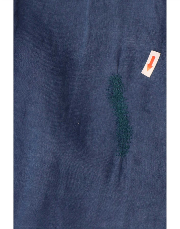 Camicia da uomo Ralph Lauren piccola in lino blu navy