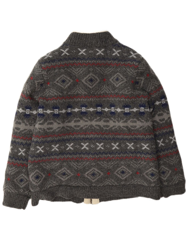 Maglione cardigan Sherpa da uomo L.L.Bean 2XL lana Fair Isle grigia