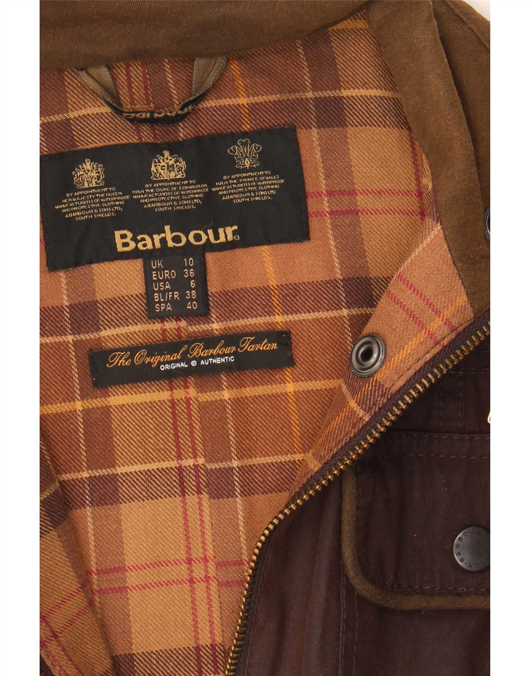Giacca da donna in cotone cerato Barbour UK 10 piccola marrone