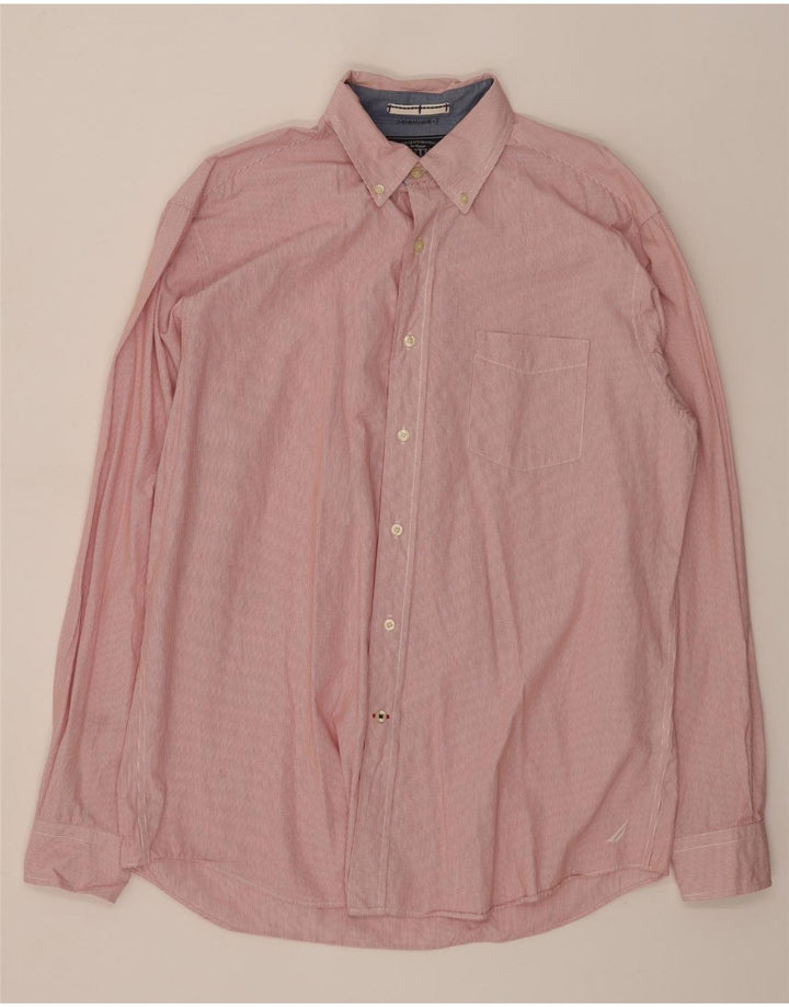 NAUTICA Mens Shirt Large Red Pinstripe Cotton Vintage Nautica and Second-Hand Nautica from Messina Hembry 