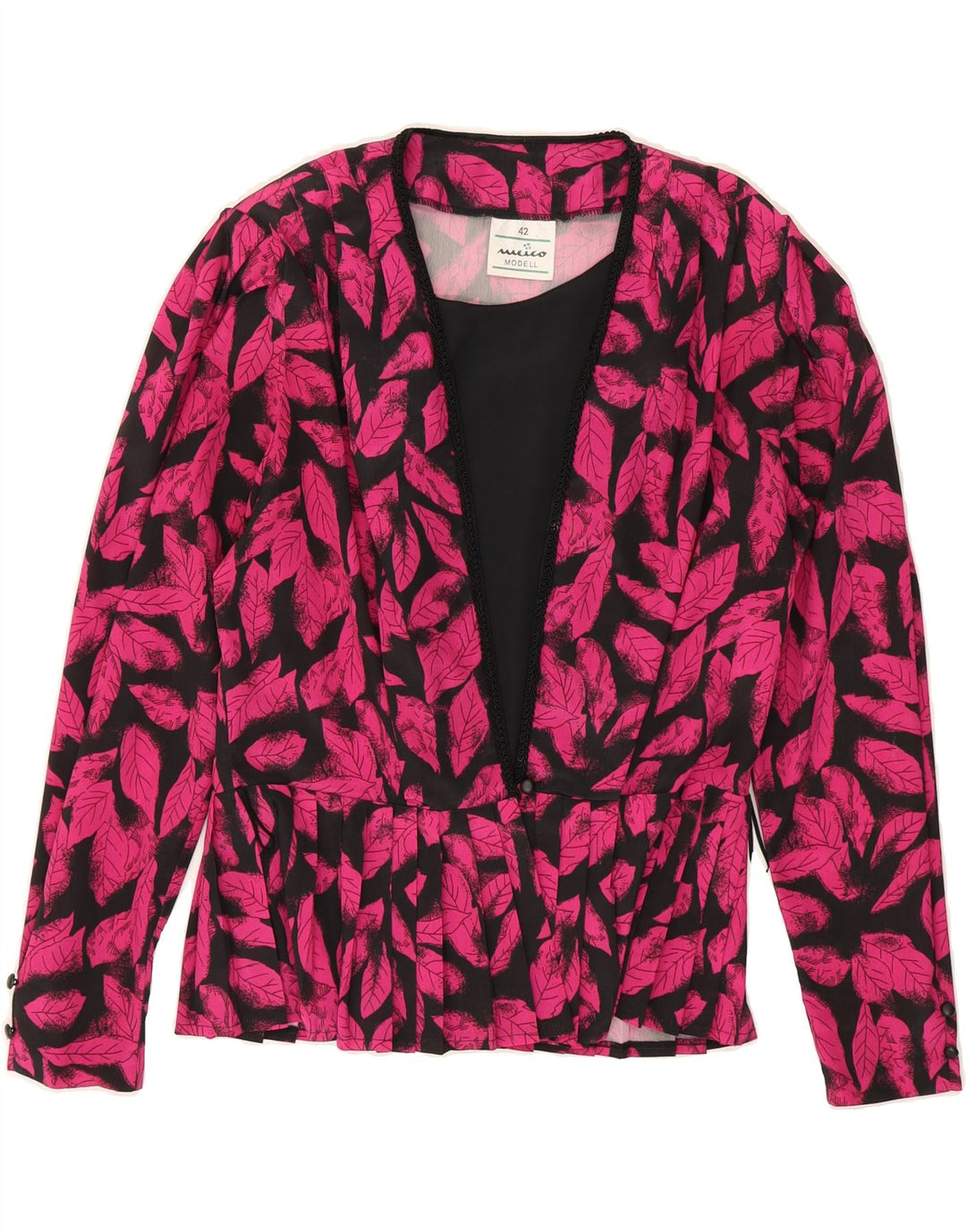 MEICO Womens Long Sleeve Blouse Top IT 42 Medium Pink Floral Polyester Vintage Meico and Second-Hand Meico from Messina Hembry 