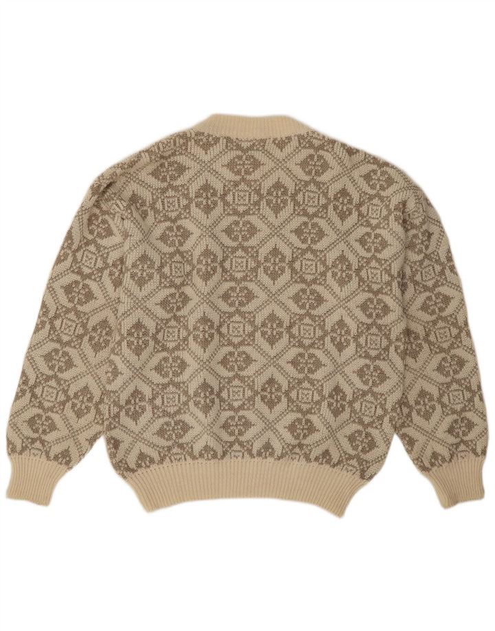 Maglione maglione girocollo da uomo Ciao XL Lana geometrica beige