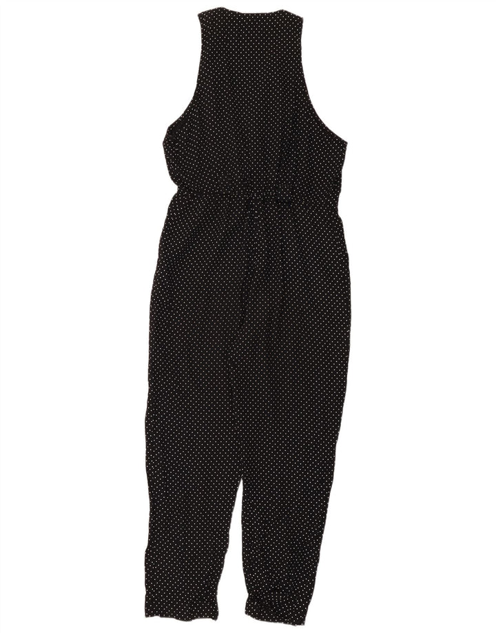Tuta senza maniche vintage da donna UK 12 acetato medio a pois nero