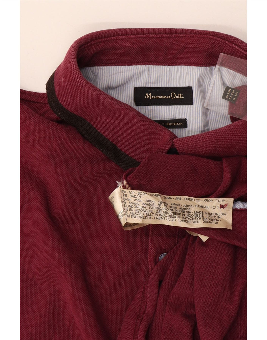 Polo da uomo Massimo Dutti XL in cotone bordeaux