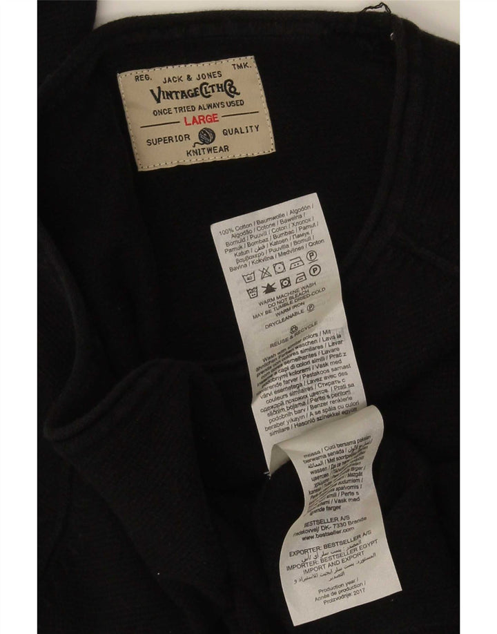 Maglione maglione girocollo da uomo Jack & Jones grande cotone nero