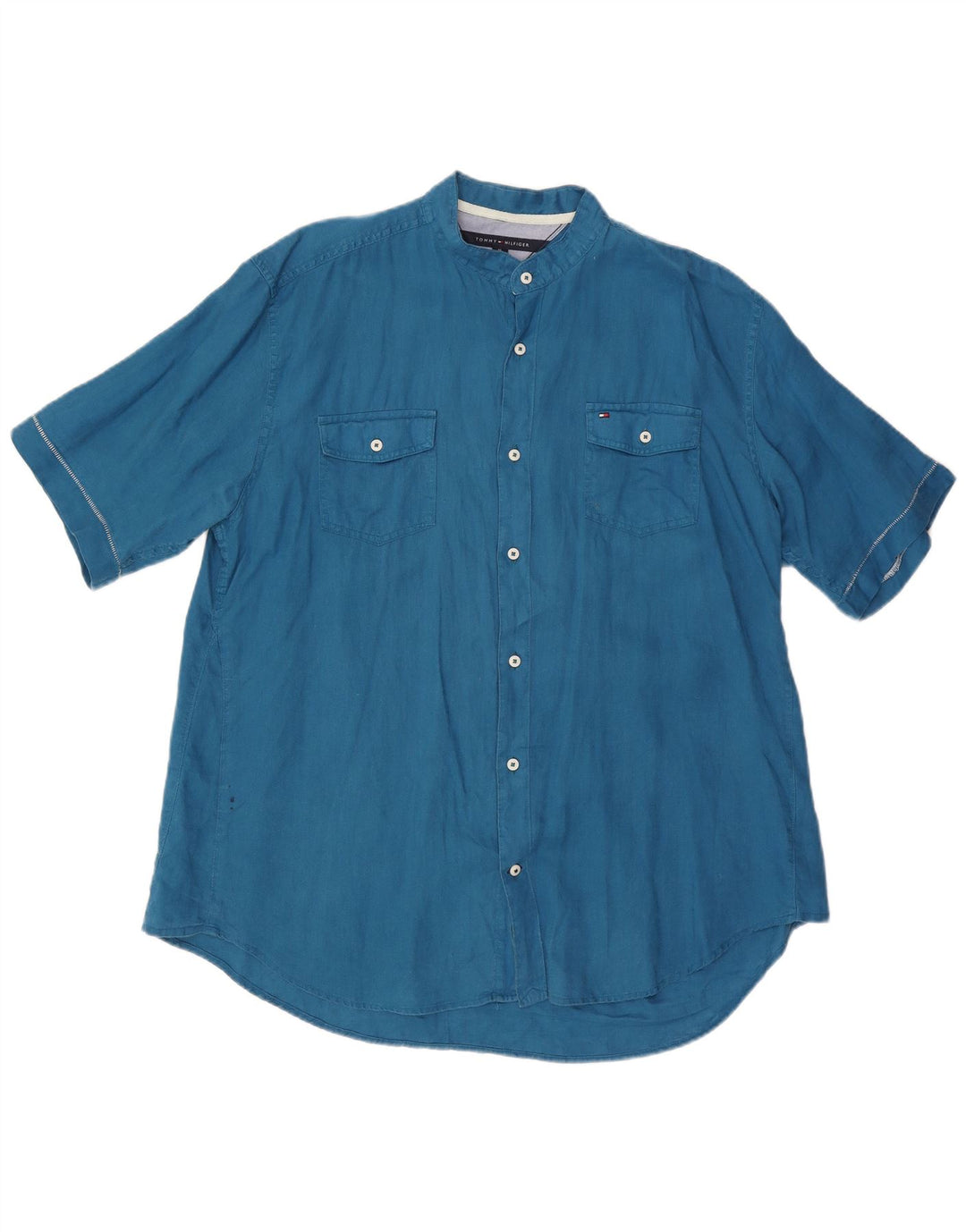 TOMMY HILFIGER Camicia a maniche corte vestibilità personalizzata da uomo XL Blu