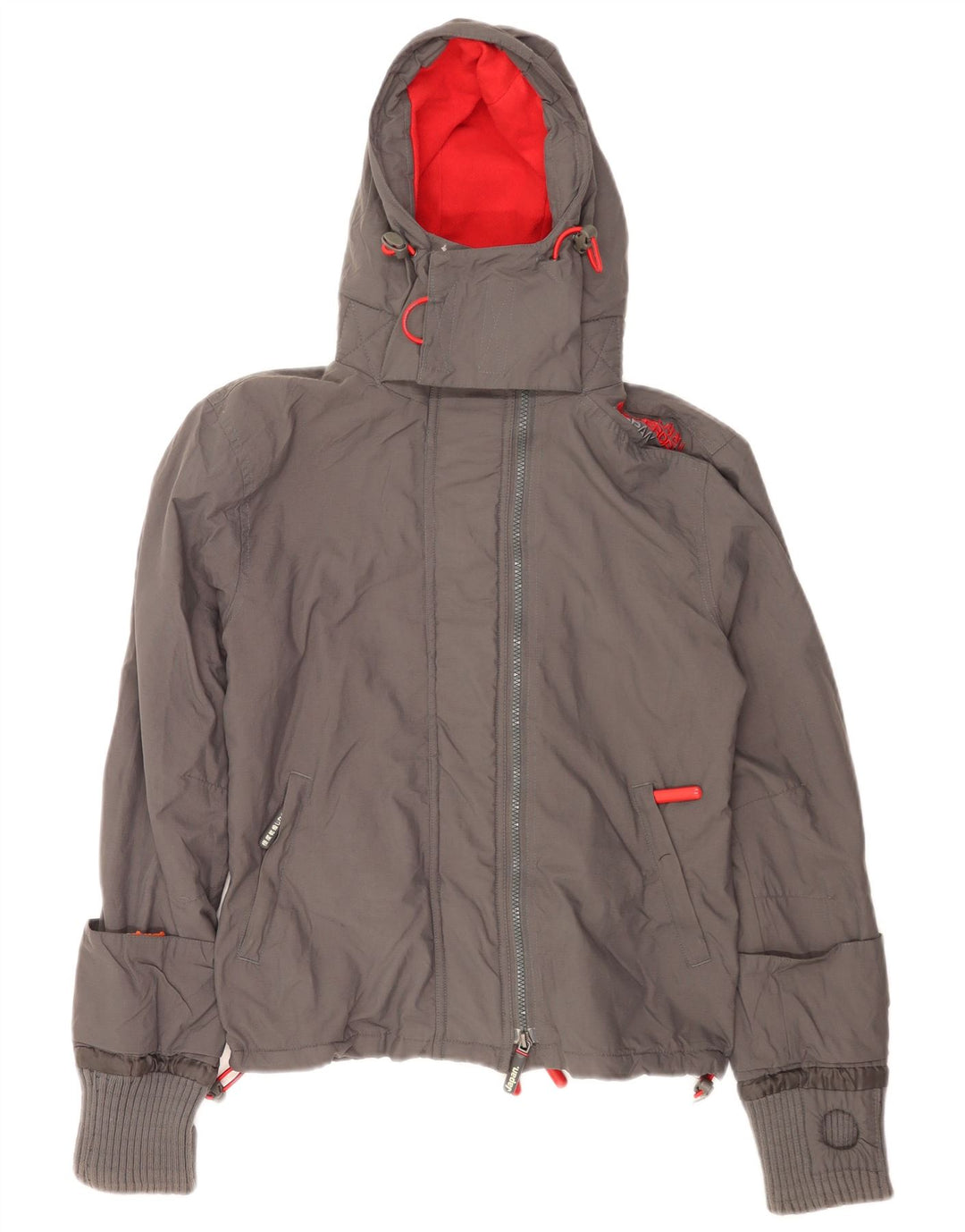 Giacca a vento con cappuccio da donna Superdry The Windcheater UK 14 Grigio medio