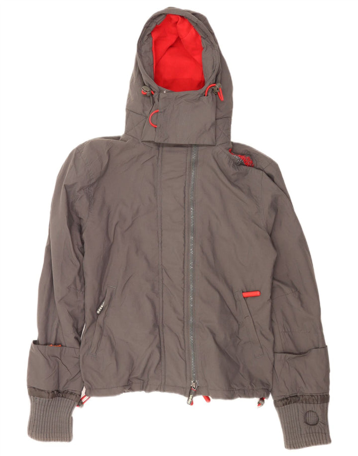 Giacca a vento con cappuccio da donna Superdry The Windcheater UK 14 Grigio medio